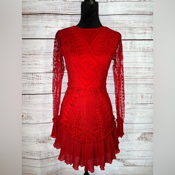 Hello Molly Red Sheath Dress with Bishop Sleeves - Picture 1 of 8